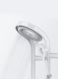 Душевая стойка AQUAme AQM8004W с термостатом белый матовый